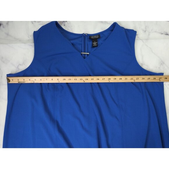 Catherines Black Label Size 4X Womens Blue Sleeveless Stretch Midi Dress New - Picture 9 of 13